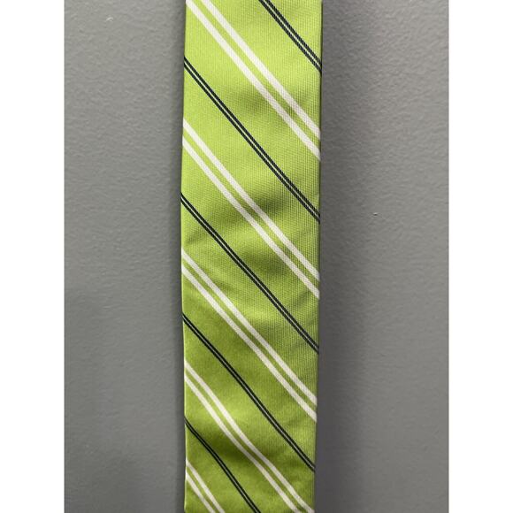 NWT Tommy Hilfiger Men's 3.5" Width 100% Silk‎ Neck Tie Green/Navy Stripe Combo - Picture 2 of 4
